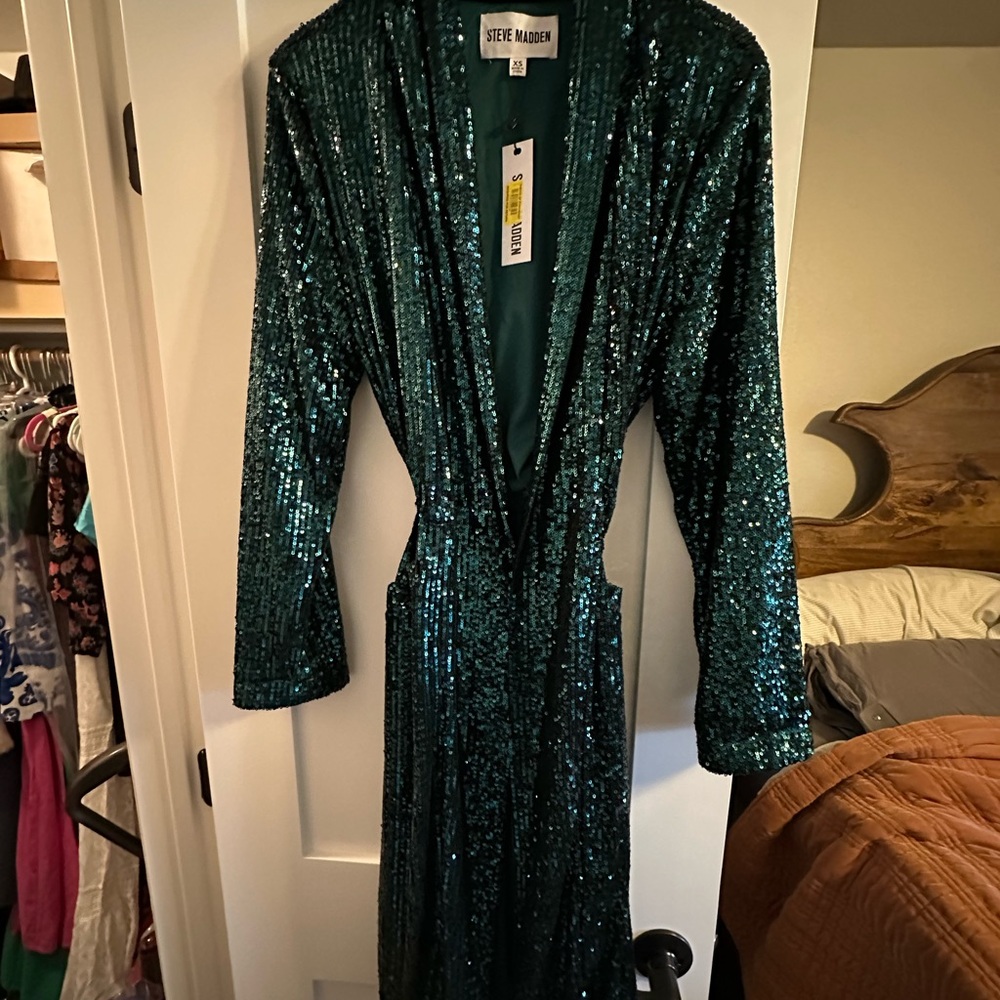 Steve Madden Green Sequin Blazer